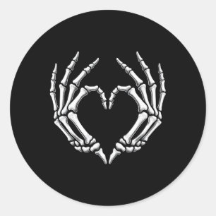 Skeleton Händer Heart Sign Retro Halloween Costume Runt Klistermärke