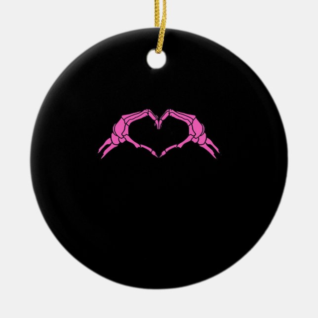 Skeleton Händer Heart Sign Retro Halloween Julgransprydnad Keramik (Framsidan)