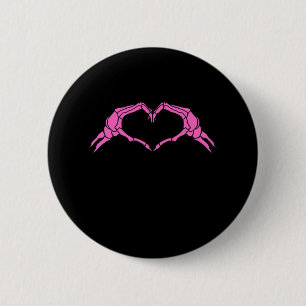 Skeleton Händer Heart Sign Retro Halloween Knapp
