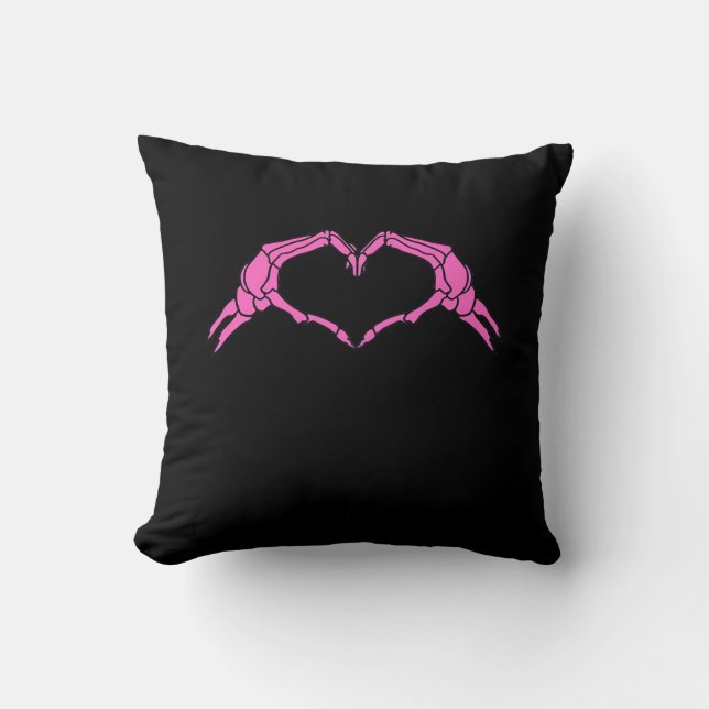 Skeleton Händer Heart Sign Retro Halloween Kudde (Framsida)