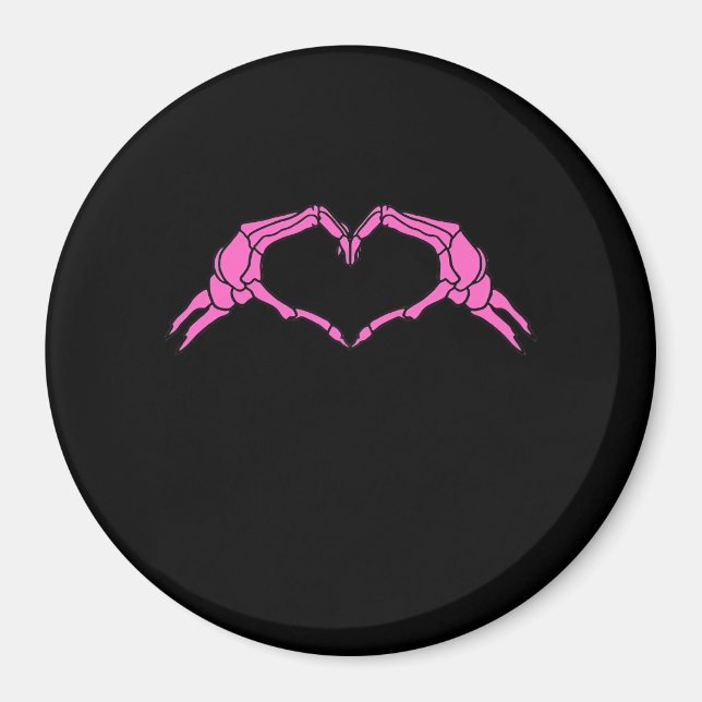 Skeleton Händer Heart Sign Retro Halloween Magnet (Framsidan)