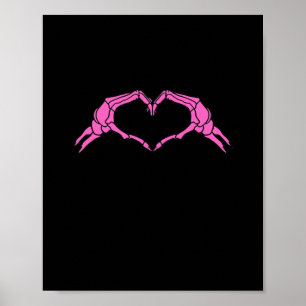 Skeleton Händer Heart Sign Retro Halloween Poster