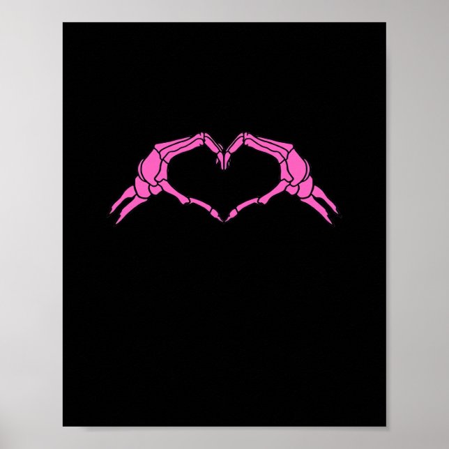 Skeleton Händer Heart Sign Retro Halloween Poster (Framsidan)