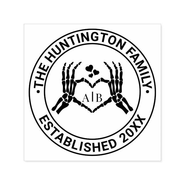 Skeleton Händer Heart-tecken #1R-familjens Namn-da Självfärgande Stämpel (Design)