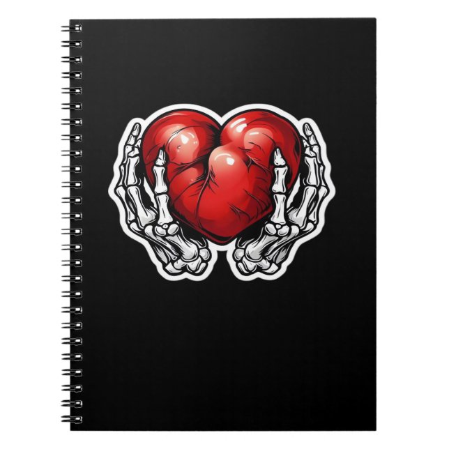 Skeleton Händer Hearts - Cute Halloween Anteckningsbok (Framsidan)