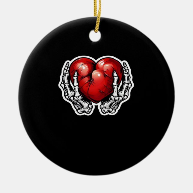 Skeleton Händer Hearts - Cute Halloween Julgransprydnad Keramik (Framsidan)