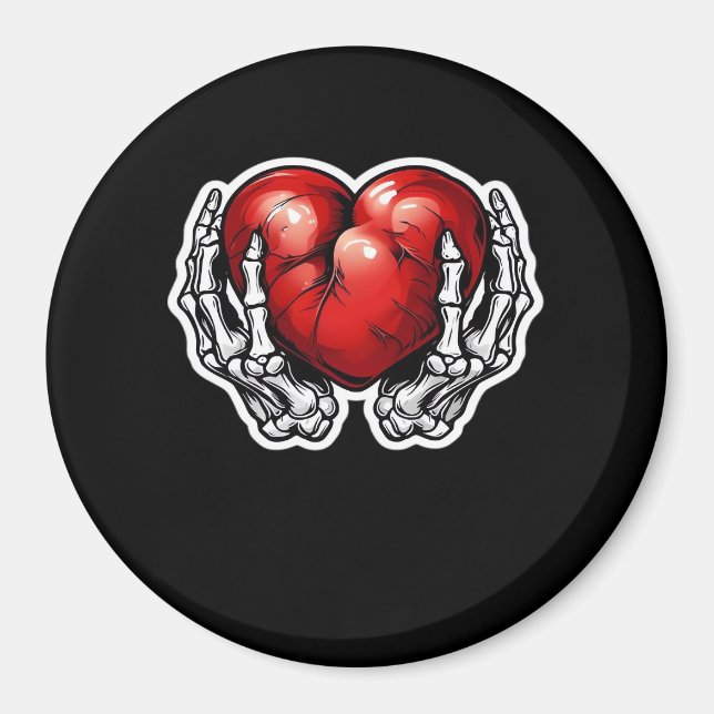Skeleton Händer Hearts - Cute Halloween Magnet (Framsidan)