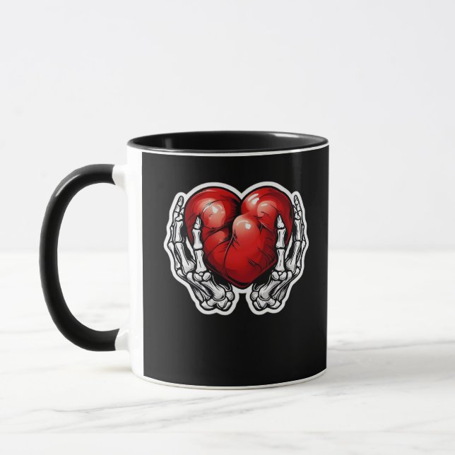 Skeleton Händer Hearts - Cute Halloween Mugg (Vänster)