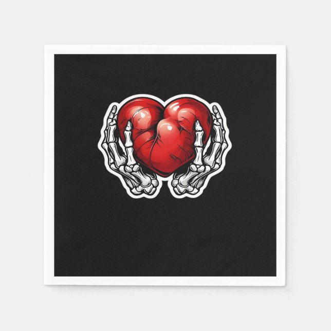 Skeleton Händer Hearts - Cute Halloween Pappersservett (Framsidan)