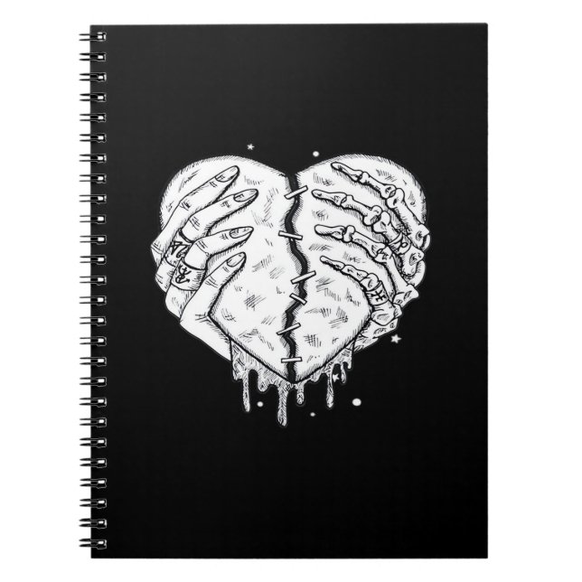 Skeleton Händer Hjärtat - Gothic Heart Classic Anteckningsbok (Framsidan)