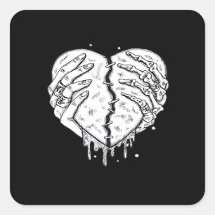 Skeleton Händer Hjärtat - Gothic Heart Classic Fyrkantigt Klistermärke