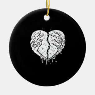Skeleton Händer Hjärtat - Gothic Heart Classic Julgransprydnad Keramik