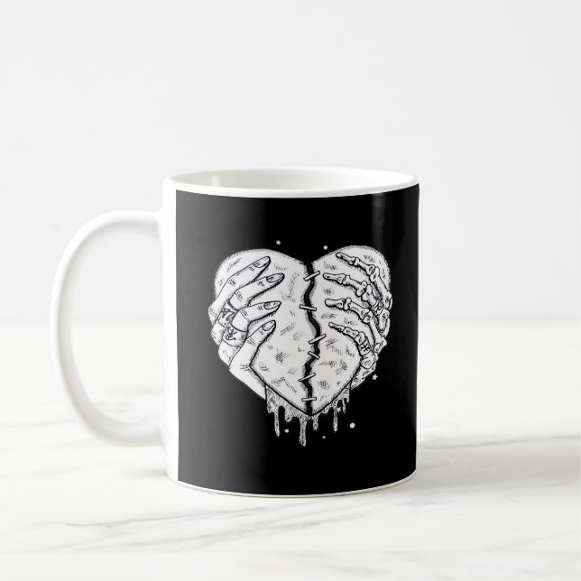 Skeleton Händer Hjärtat - Gothic Heart Classic Kaffemugg (Vänster)