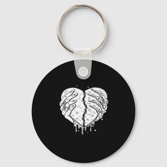 Skeleton Händer Hjärtat - Gothic Heart Classic Nyckelring (Framsida)