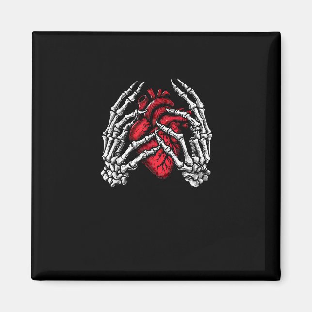 Skeleton Händer Holding Heart Halloween Costume Magnet (Framsidan)
