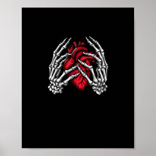 Skeleton Händer Holding Heart Halloween Costume Poster