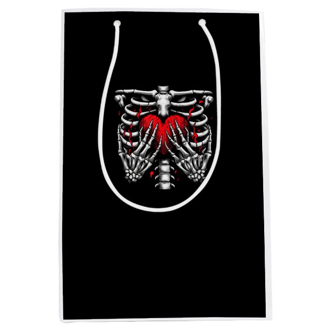 Skeleton Händer Holding Heart Halloween Costume Ro (Framsidan)