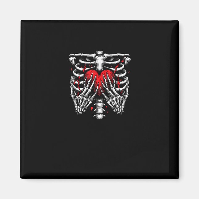 Skeleton Händer Holding Heart Halloween Costume Ro Magnet (Framsidan)