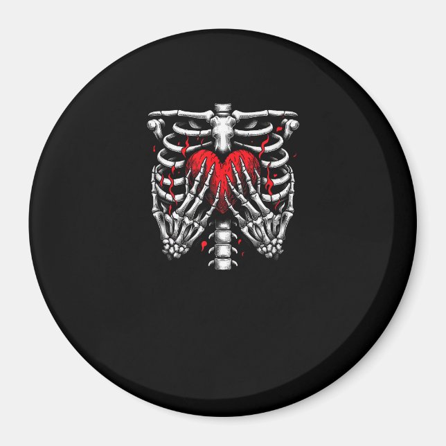 Skeleton Händer Holding Heart Halloween Costume Ro Magnet (Framsidan)