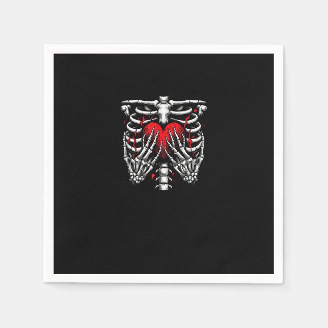 Skeleton Händer Holding Heart Halloween Costume Ro Pappersservett (Framsidan)