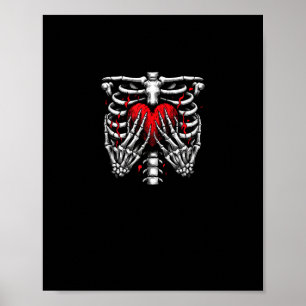 Skeleton Händer Holding Heart Halloween Costume Ro Poster