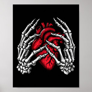 Skeleton Händer Holding Heart Halloween Costume Wo Poster