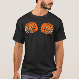 Skeleton Händer Holding Pumpkins Halloween Tee TSh