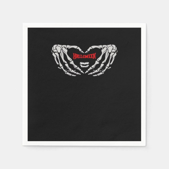 Skeleton Händer i ett hjärta. Funny Halloween Pappersservett (Framsidan)