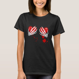 Skeleton Händer på blödande hjärta T Shirt