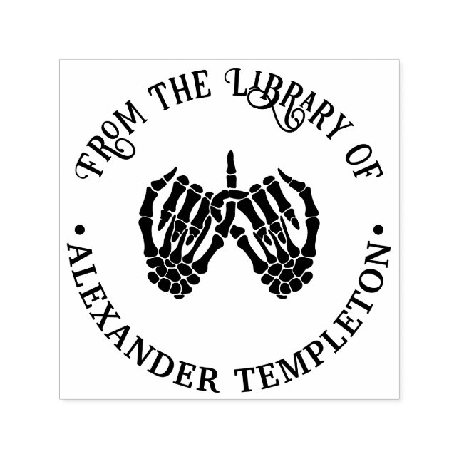 Skeleton Händer Pinky Swear #2 Bibliotek Bok Namn Självfärgande Stämpel (Design)