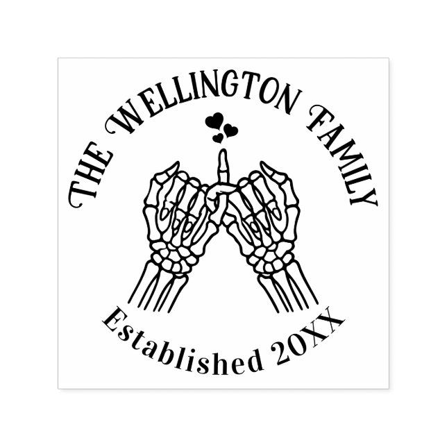 Skeleton Händer Pinky Swear Family Namn Datum Estd Självfärgande Stämpel (Design)