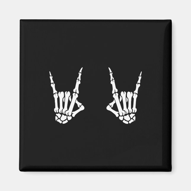 Skeleton Händer Rocker Sten på Rockstjärna Magnet (Framsidan)
