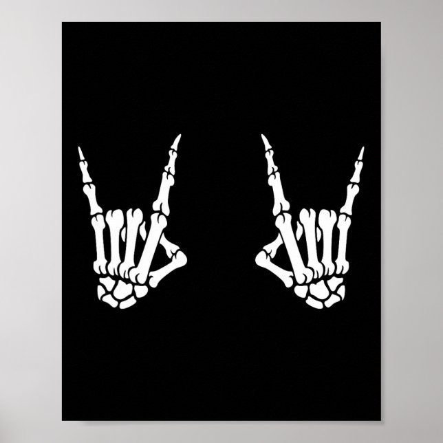 Skeleton Händer Rocker Sten på Rockstjärna Poster (Framsidan)