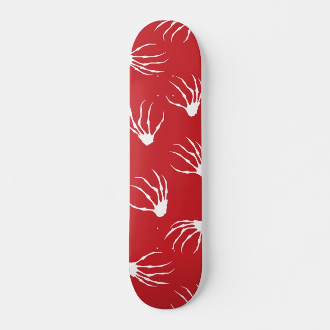 Skeleton Händer - Röd Skateboard Bräda 20 Cm (Framsida)