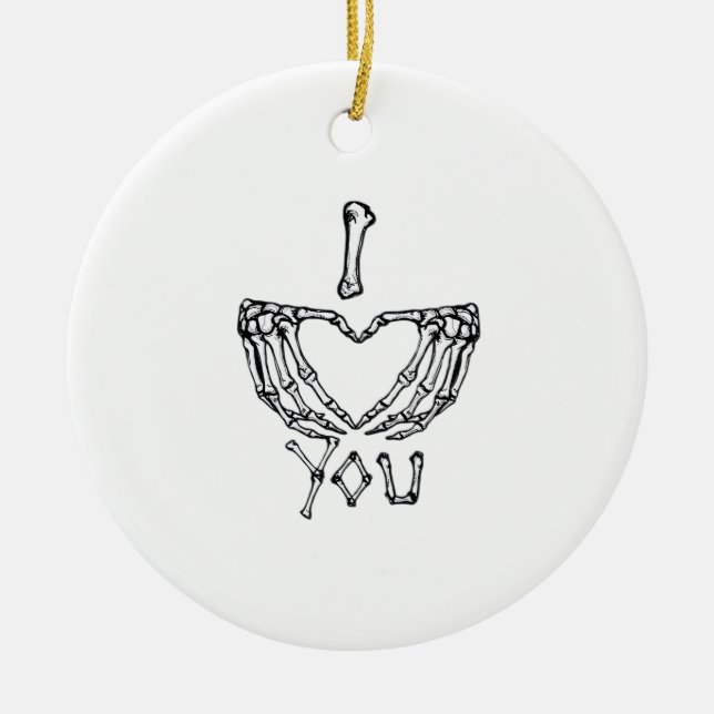 Skeleton Händer Skapar ett hjärta Julgransprydnad Keramik (Framsidan)