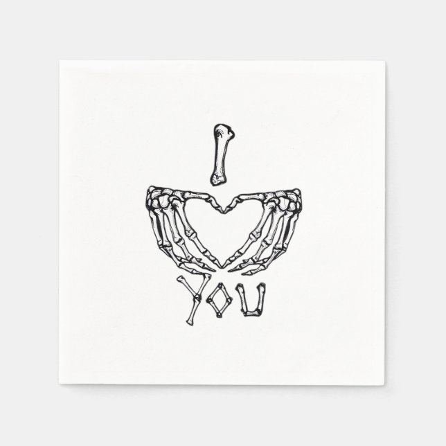 Skeleton Händer Skapar ett hjärta Pappersservett (Framsidan)