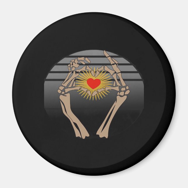 Skeleton Händer Skapar Hjärtklämning Magnet (Framsidan)