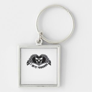 Skeleton Händer Skull, Halloween-design för backgr Fyrkantig Silverfärgad Nyckelring