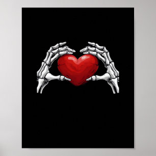 Skeleton Händer som håller ett rött hjärta klassis Poster