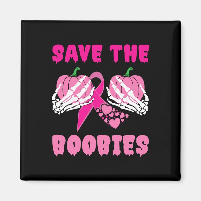 Skeleton Händer Spara Ies Breast Cancer Awarenes Magnet (Framsidan)