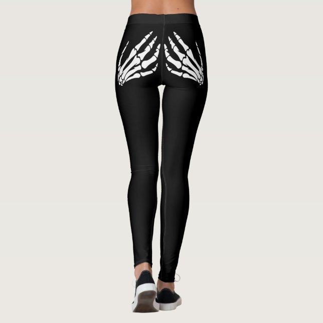 Skeleton Händer Touching Butt Halloween Leggings (Baksida)