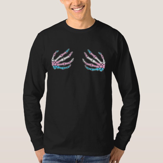 Skeleton Händer Trans Gender Pride Bones Skull Lgb T Shirt (Framsida)