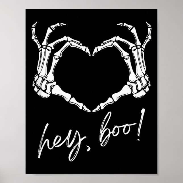 Skeleton Hands Heart Hey Boo Funny Halloween Men W Poster (Framsidan)