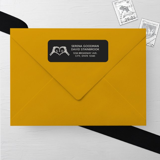 Skeleton Hands Heart Wedding Address Label Returadress Etikett (Skapare uppladdad)