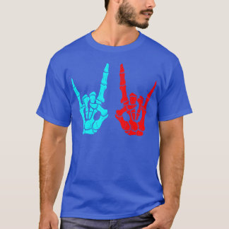 Skeleton Hands Rock Sign Music Lovers Halloween gi T Shirt