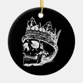 Skeleton Head med Krona på en Julgransprydnad Keramik