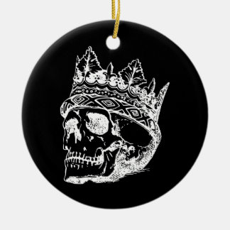 Skeleton Head med Krona på en Julgransprydnad Keramik