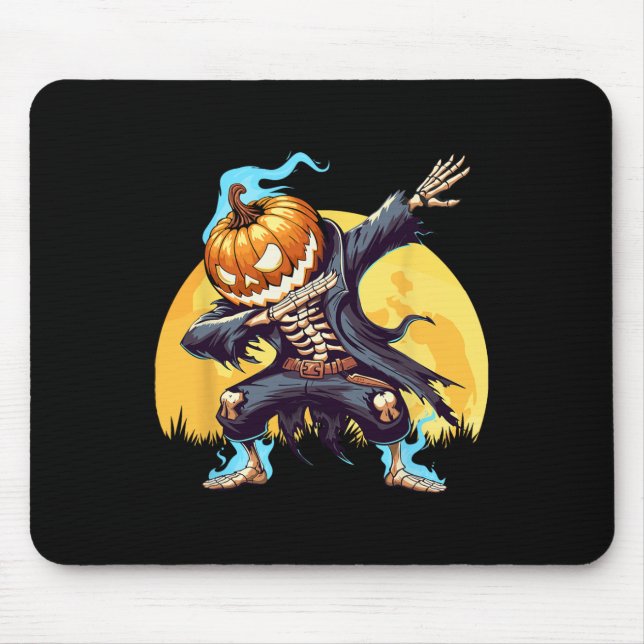 Skeleton Headless Pumpkin Dab Dance Boys Halloween Musmatta (Framsidan)