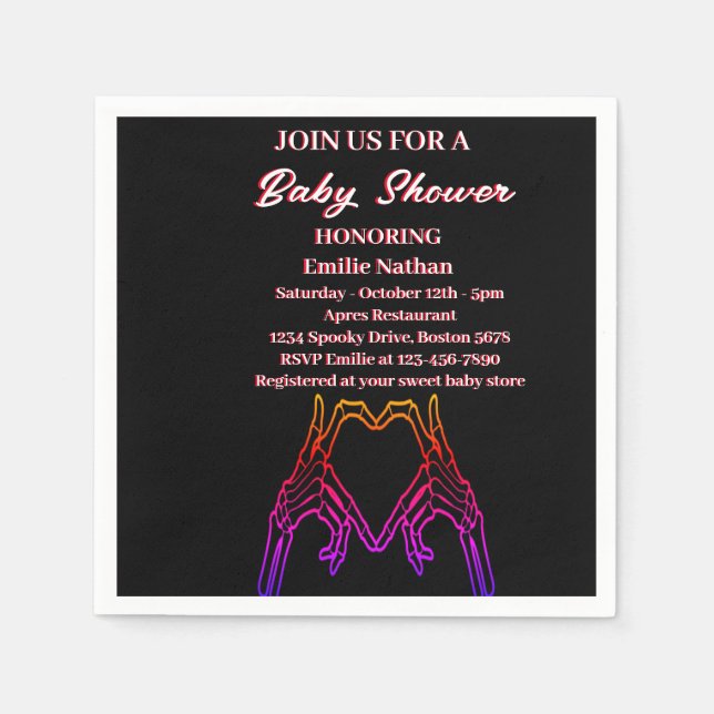 Skeleton Heart Baby Shower Pappersservett (Framsidan)