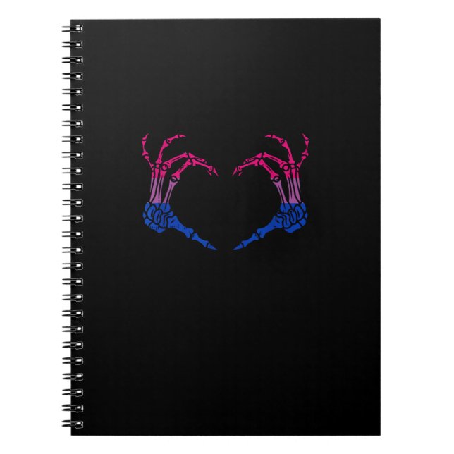 Skeleton Heart Bisexual Lgbt- Q Pride Hand Hand Anteckningsbok (Framsidan)